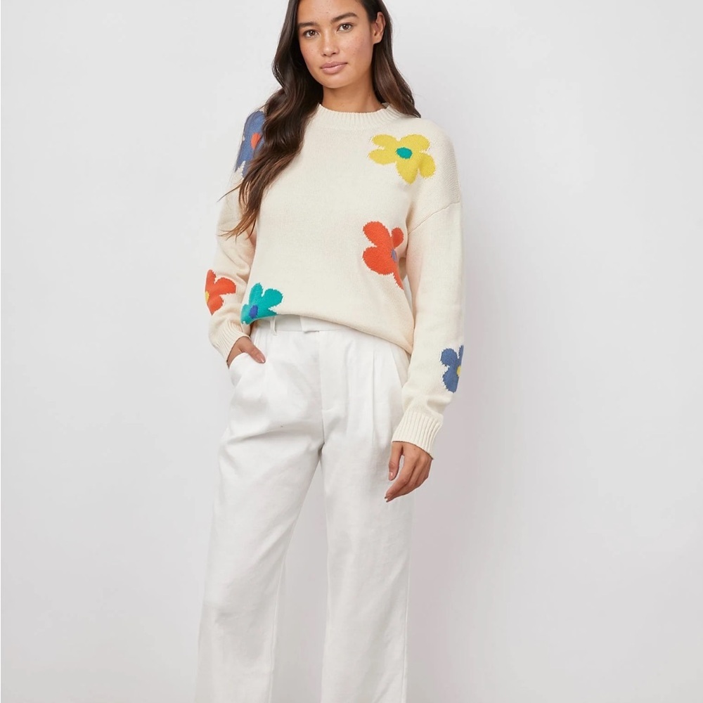 Rails Perci Cotton Sweater Ivory Daisies size S - Picture 11 of 11